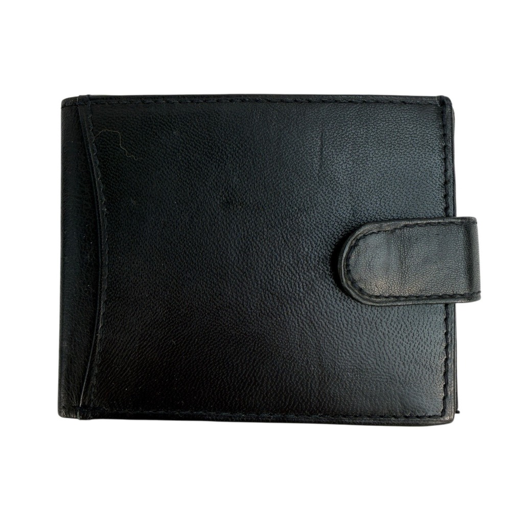 River Ridge Mens Black Genuine Leather Bi-Fold Wallet ID Card Holder Photos NEW